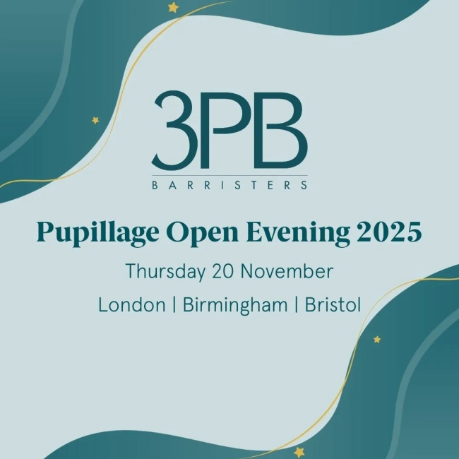 Featured image for 3PB Pupillage Open Evening 2025